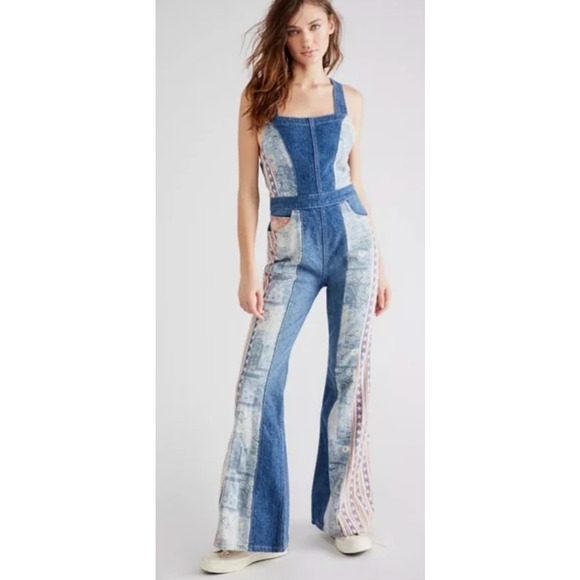 Free People's Dallas Flag Overalls American Combo, Size 2